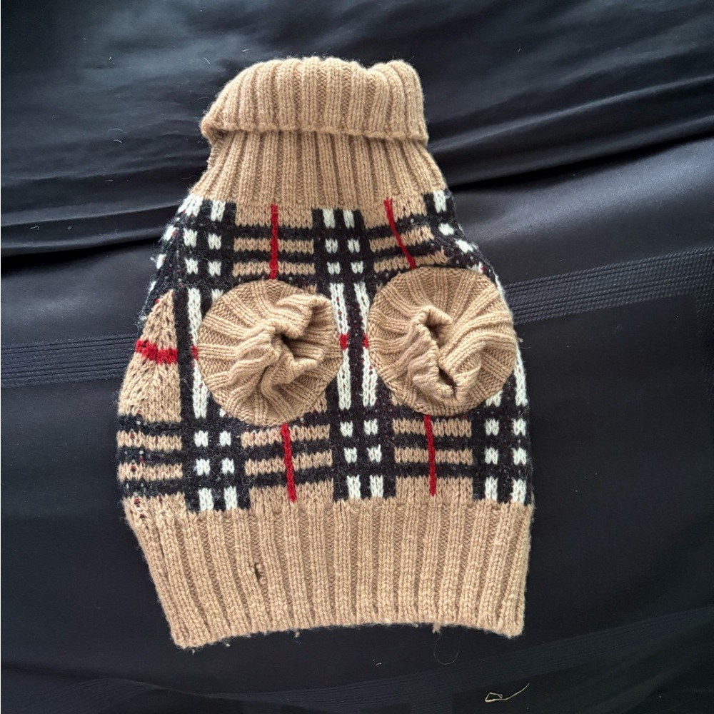 Burberry Tan and Black Dog Sweater